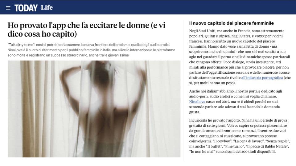 Today magazine parla di Ninalove.it